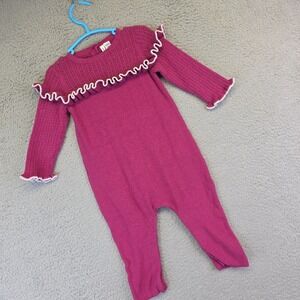 Janie and Jack One Piece Baby 6-12 Month Purple Knit Lettuce Edge Ruffle Comfort